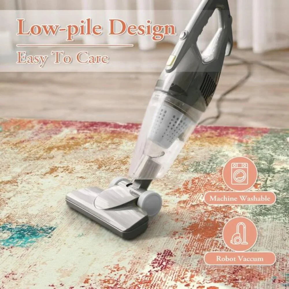 5x7 Modern Abstract Rug, Ultra Thin Washable Non-Slip Carpet for Home & Office